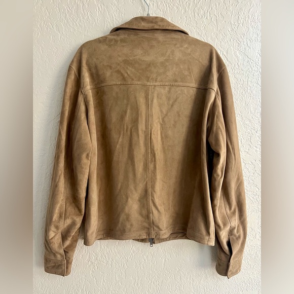 Broken Zipper! Massimo Dutti Short Suede Goat Leather Jacket Beige Size Medium - Picture 11 of 17